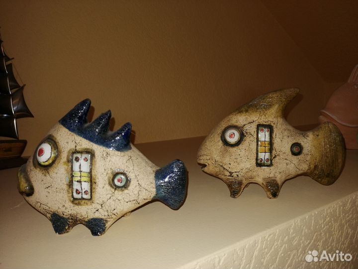 Рыбки декоративные из шамотной глины