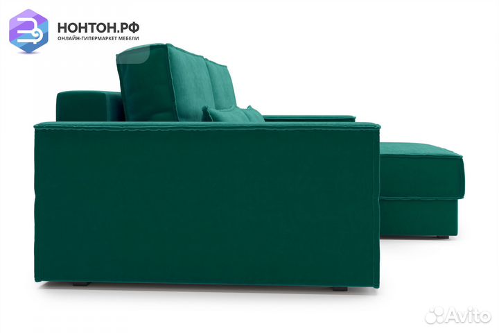 Диван угловой тик-так Сохо изумрудный