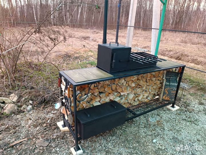 Мангал с печью под казан