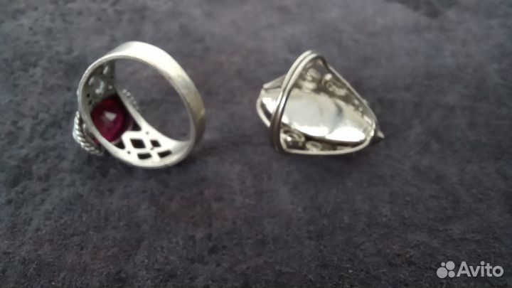 Кольца СССР с рубином и янтарем, винтаж, бижутерия