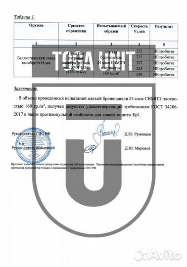 Баллистика (защита) в пятиточник ссо зт-1 Бр1