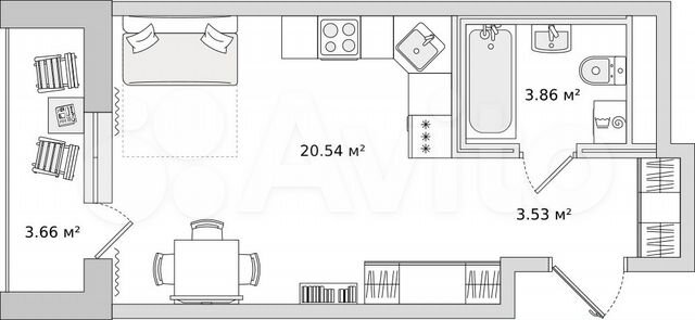 Квартира-студия, 27,7 м², 8/21 эт.