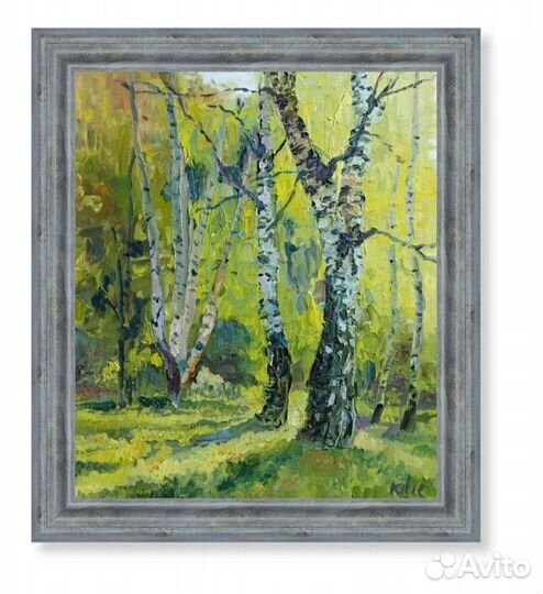 Картина маслом пейзаж берёзы