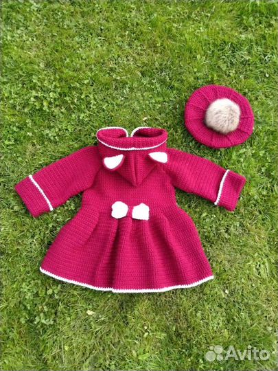 Пальто. кардиган для девочки. берет