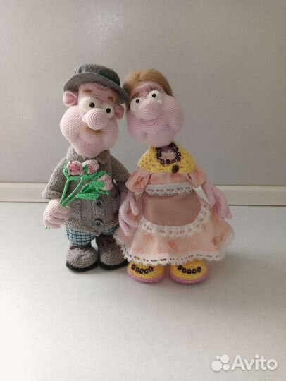 Игрушка вязаная ручной работы. Пара, муж и жена