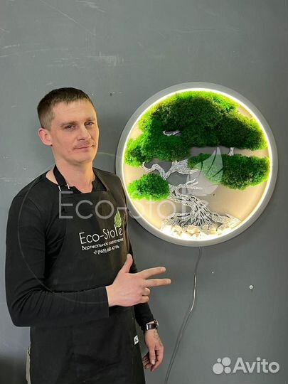 Бонсай из мха с подсветкой