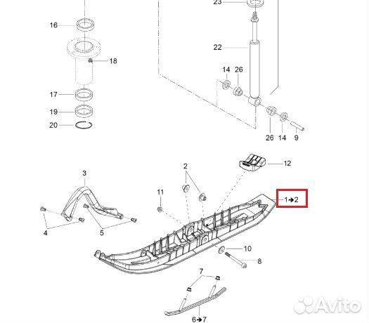 505073100 Лыжа Pilot DS Черная Для Ski Doo 4151295