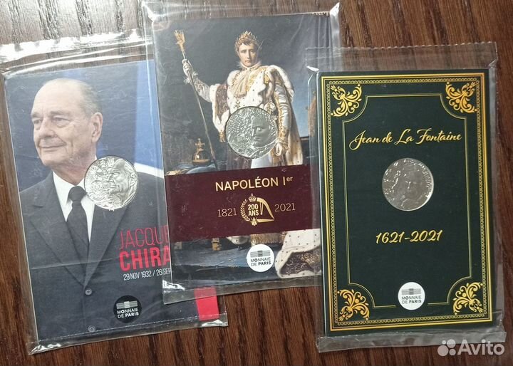 Монеты Наполеон Фонтэйн Жак Ширак Серебро