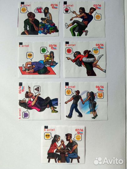 Вкладыши наклейки переводилки обёртки от жвачки