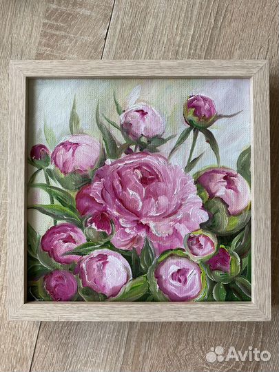 Картина маслом. Пионы