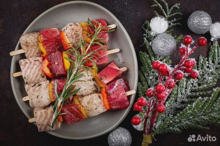 Шашлычки из тунца, палтуса