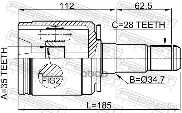 Шрус внутренний левый 35x34.7x28 0411-V97LH Febest