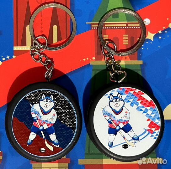 2 брелка + 2 магнита Талисман Лайка. Чм по хоккею
