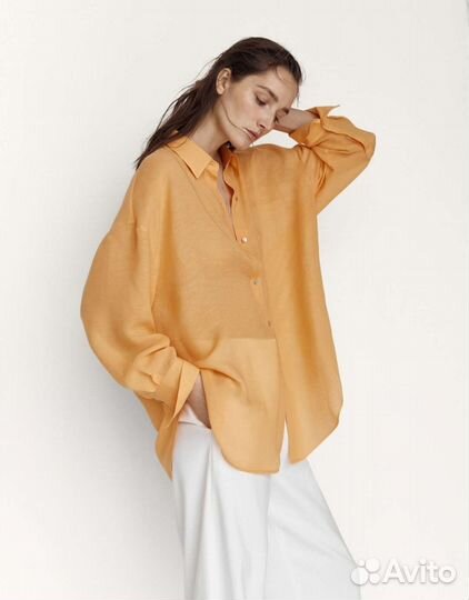 Рубашка свободного кроя изо льна Massimo dutti L