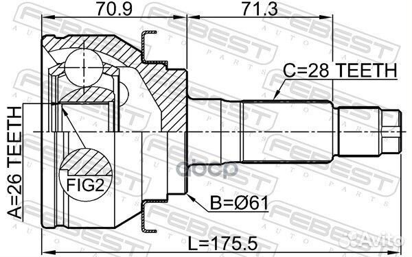 ШРУС внешний 26X61X28 ford ranger TKE 2011- 211