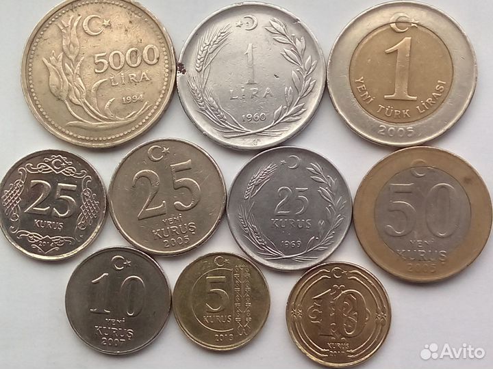 Монеты юар, Турции, Бразилии