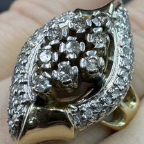 Золотое кольцо маркиз с бриллиантами