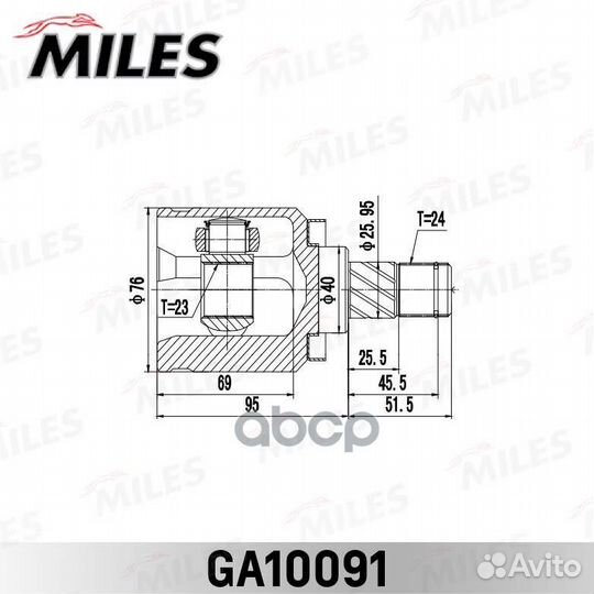 ШРУС внутренний nissan Primera P12 01-07 GA1009