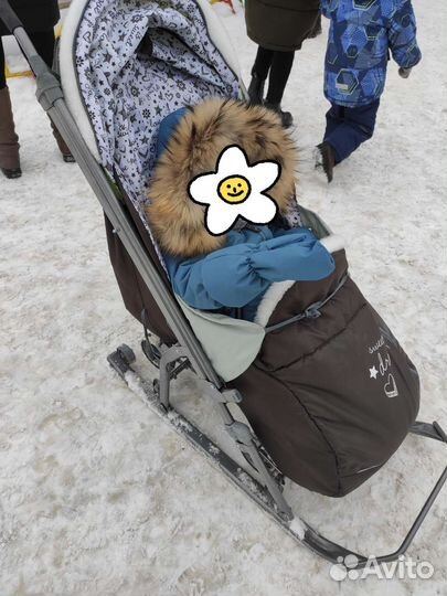 Детские санки коляска с колесами