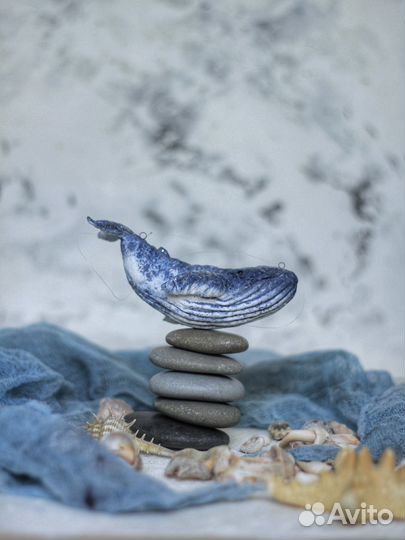 Ватная ёлочная игрушка Кит