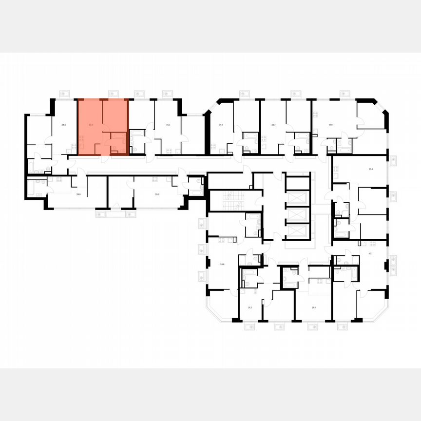 1-к. квартира, 33,1 м², 3/23 эт.
