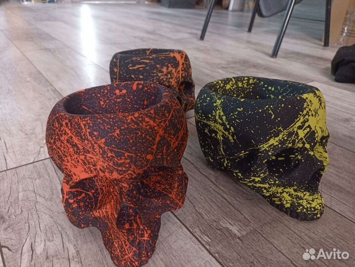 Кашпо череп арт