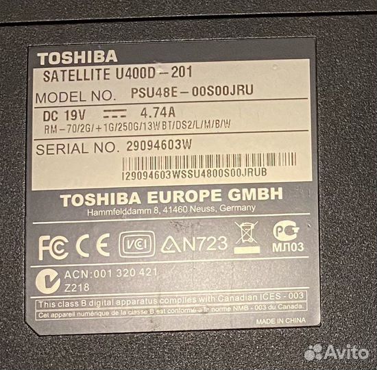 Toshiba Satellite U400D-201