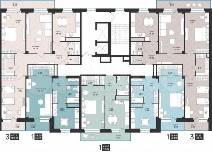 1-к. квартира, 50,1 м², 13/15 эт.