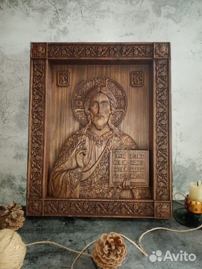 Иисус Христос Вседержитель-Икона Деревянная