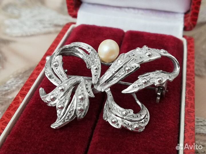 Серебряная брошь 800 проба Вторая половина 20 века