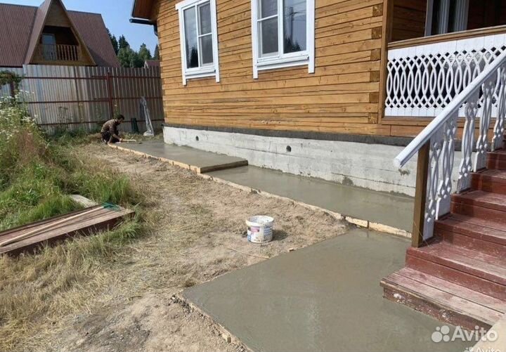 Отмостка дома, фундаменты вьезд для авто