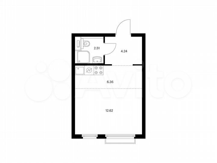 Квартира-студия, 25,7 м², 6/33 эт.