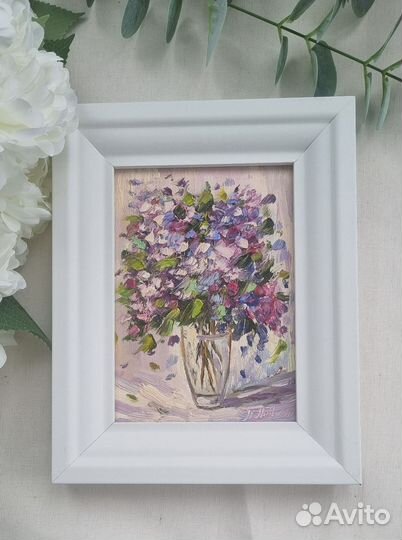 Сирень картина маслом натюрморт с сиренью