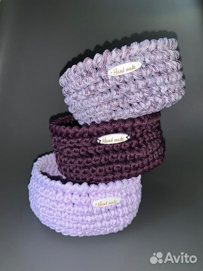 Вязаные корзинки ручной работы