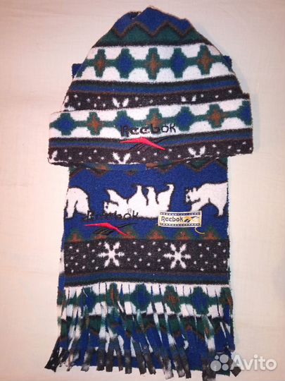 Шапка и шарф Reebok. Винтаж 90-х