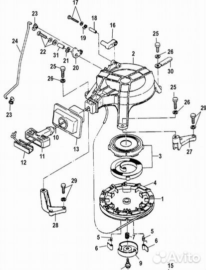 Ручной стартер Tohatsu (Тохатсу) 18 л.с 2 такта