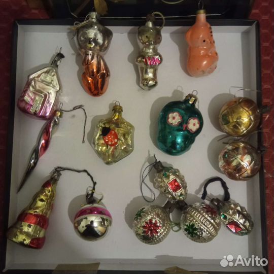 Елочные игрушки СССР стекло картон