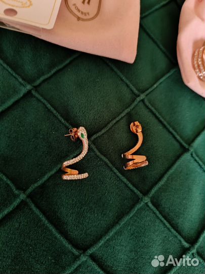Символ нового года Серьги змейки, кольцо