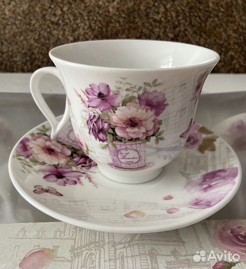 Чашка с блюдцем набор 6 штук