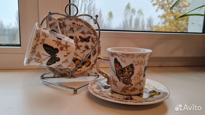 Чайная пара с подставкой. yamasen gold coll