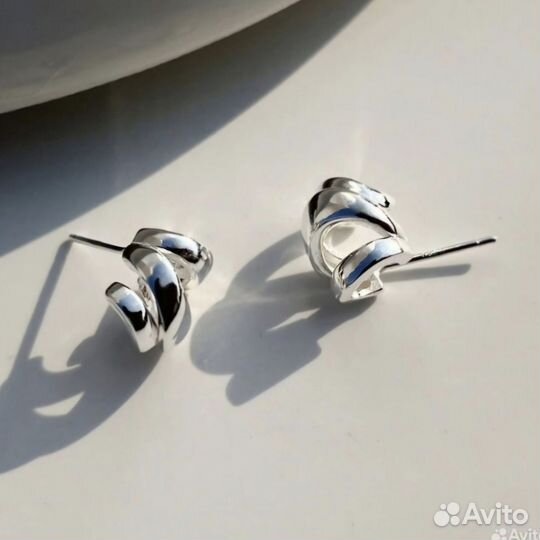 Серьги кольца серебро