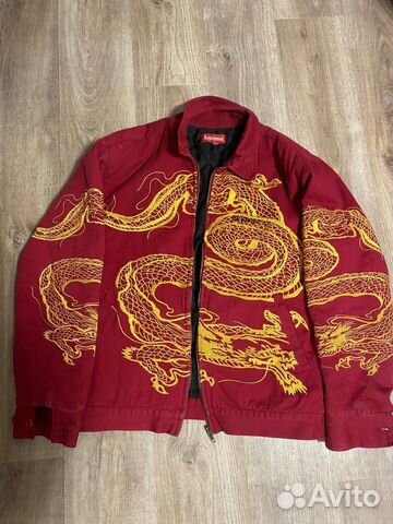 Куртка Supreme Dragon Work jacket FW18 Джинсовая купить в Куртка Supreme Dragon Work jacket FW18 Джинсовая купить в