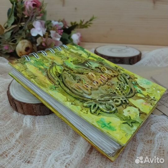 Блокнот ручной работы с драконом, на спирали