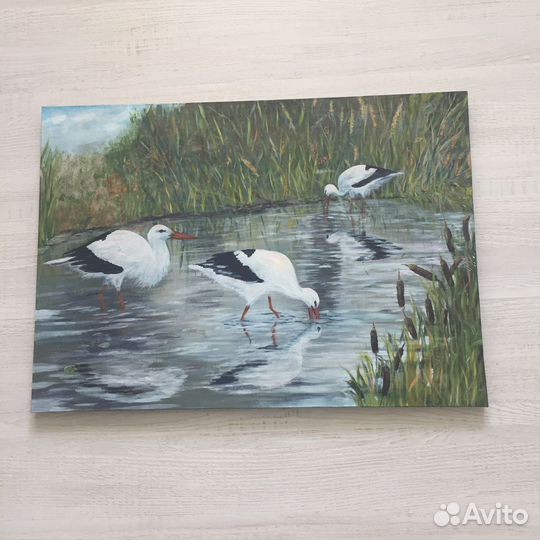 Картина «Аисты на озере»