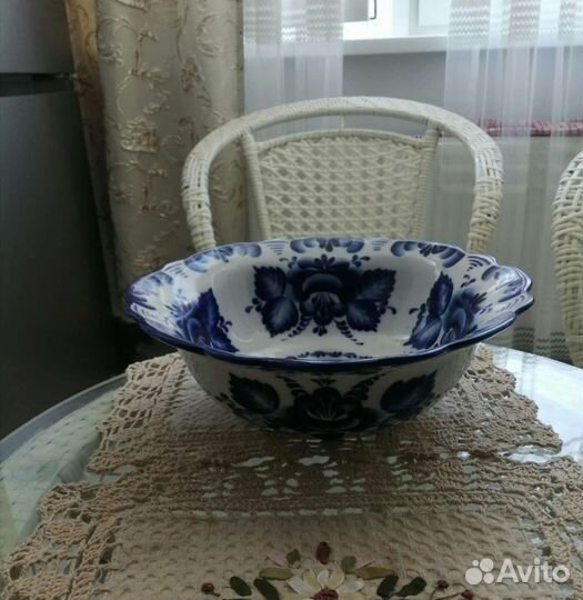 Ваза для фруктов Летняя, Гжель