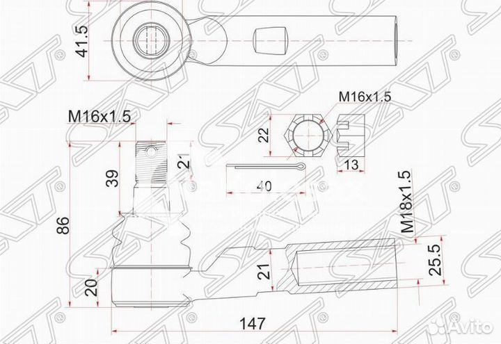 Наконечник рулевой toyota dyna 150 01