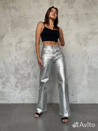 Джинсы металлик