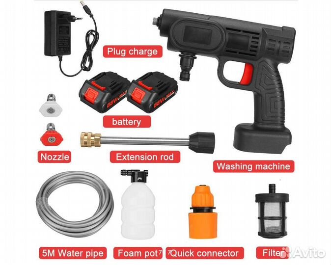 Аккумуляторная мойка высокого давления с 2 акб