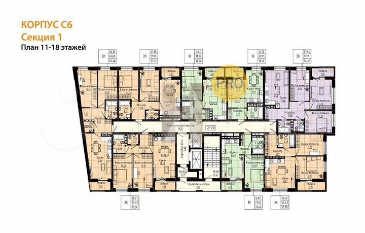 2-к. квартира, 53,5 м², 13/18 эт.