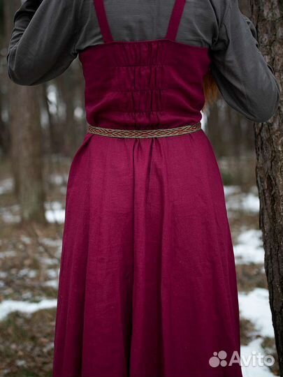 Полу лён качественный бордовый